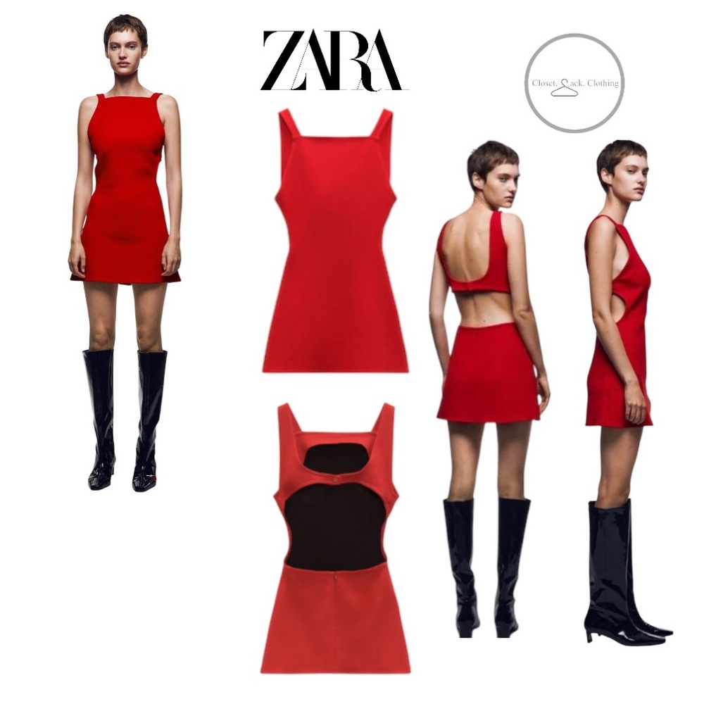 Zara Cut Out Mini Dress Red size Small